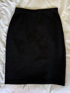 St. John Caviar Vintage Black Stretch Knit Pencil Skirt, Size 6